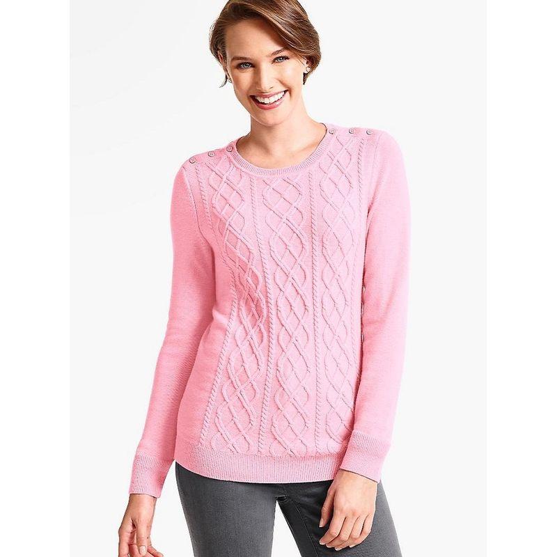 

Blended Fashion Chubby Girl Fall Winter Coat Embellished Sweater Pink XS