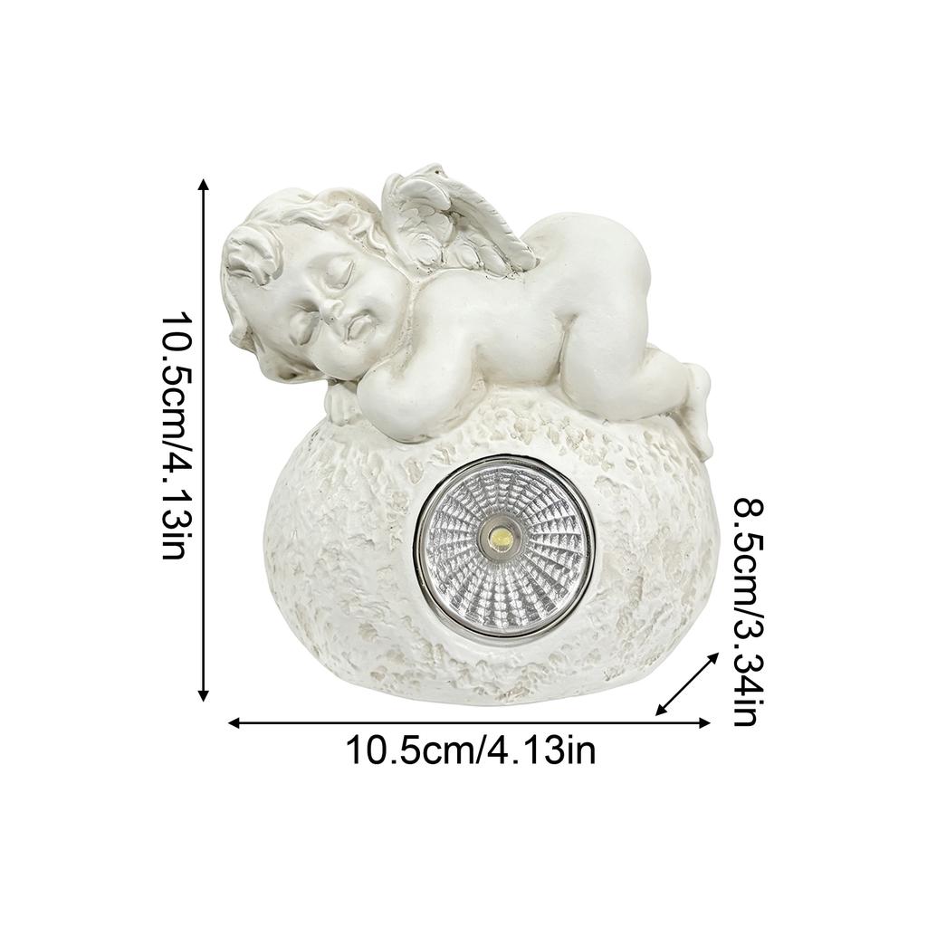 Zonne-energie Tuinbeeld Engel Beeldje Slapend op Rots Hars Buiten Decoratief Gazon Ornament met Ingebouwd LED Licht voor Terras Tuin