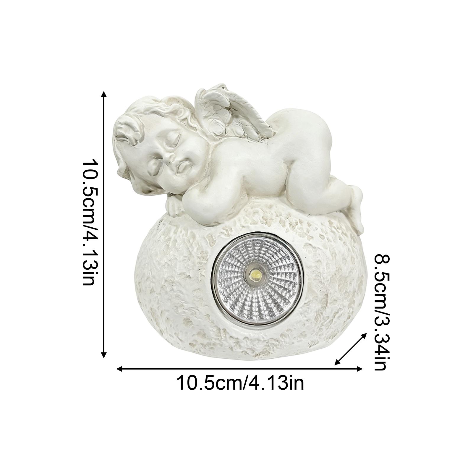 

Solar Powered Garden Statue Angel Figurine Sleeping on Rock Resin Outdoor Decorative Lawn Ornament with Built-in LED Light for Patio Yard One Size белый
