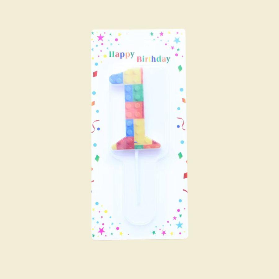 

1 PCS Colored Building Block Shaped Digital Candle Cake Decoration 0-9 Birthday Baking Decoration Plugin minnie mouse astronaut