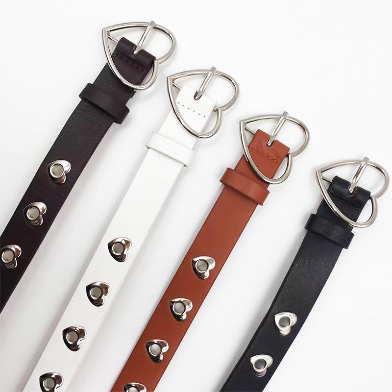 Heart-Shaped Eyelet Women's Jeans Belt - Stylish Decorative Buckle for Students