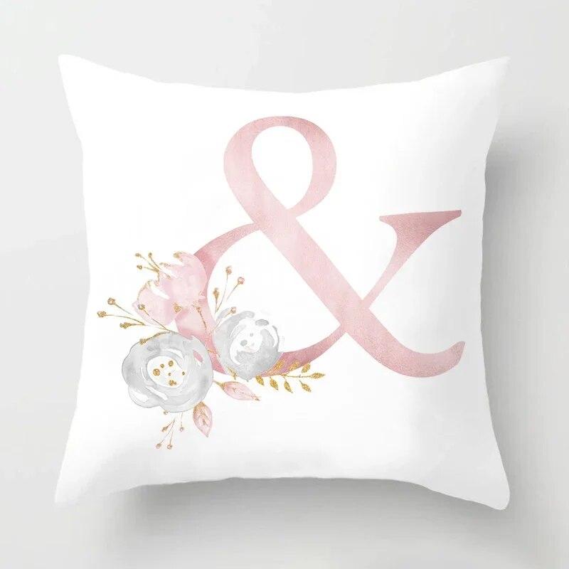 45x45cm Pink Rose 26 Letters Pillowcase Wedding Party Decoration Sofa Car Creative Ornament Couple Home Cushion Cover