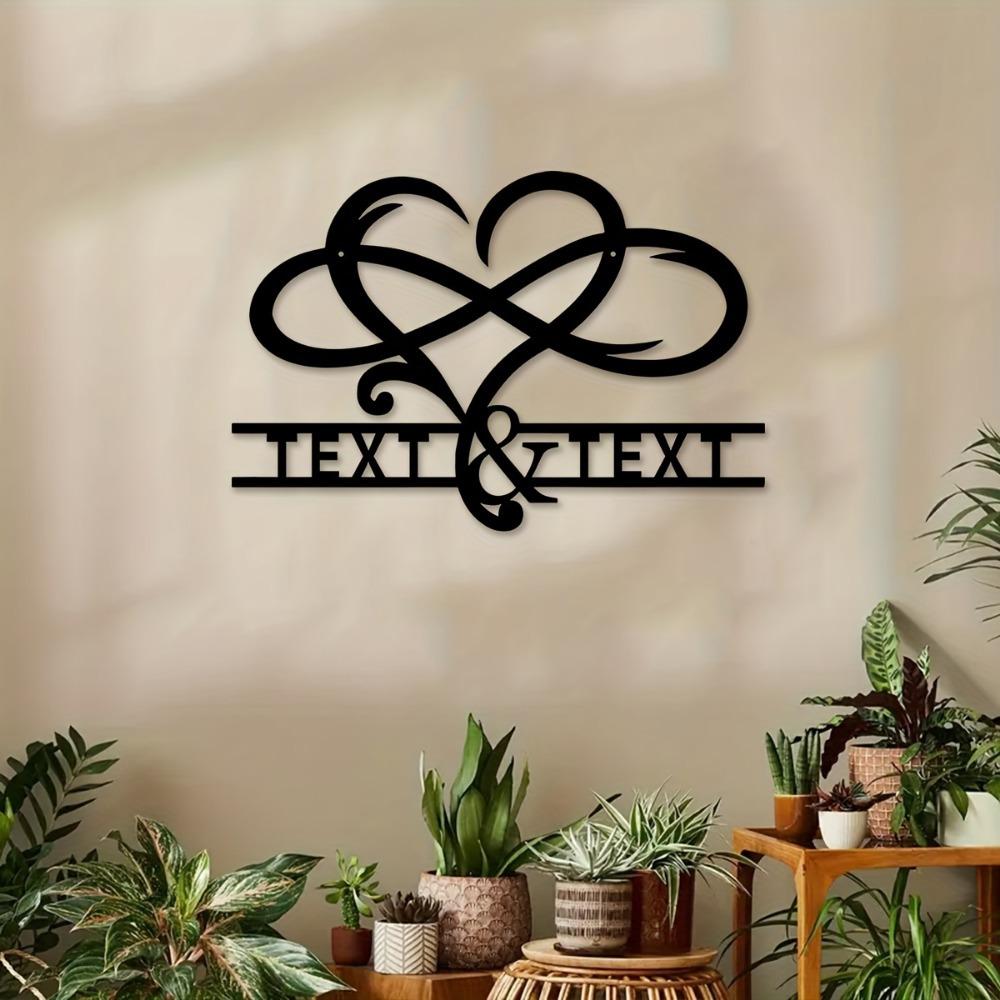 1pc Custom Metal Love Knot Wall Art, Personalized Couple Name Sign, Romantic Gift for Home, Office & Wedding, No Battery, Wall Decor