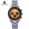 Tactical Frog 41mm Men's Chronograph Watch VS75 Solar Quartz Movement Waterproof Sapphire Green C3 Luminous Quartz Wristwatch
