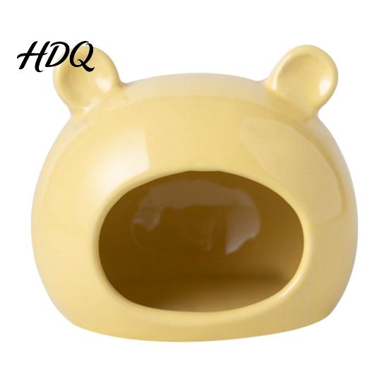 Gnaw Resistant Pet House Ceramic Hamster House Summer Bear Shaped Hideout Cave