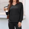 Women's V-Neck Hooded Sweatshirt with Front Pocket, Casual Pullover