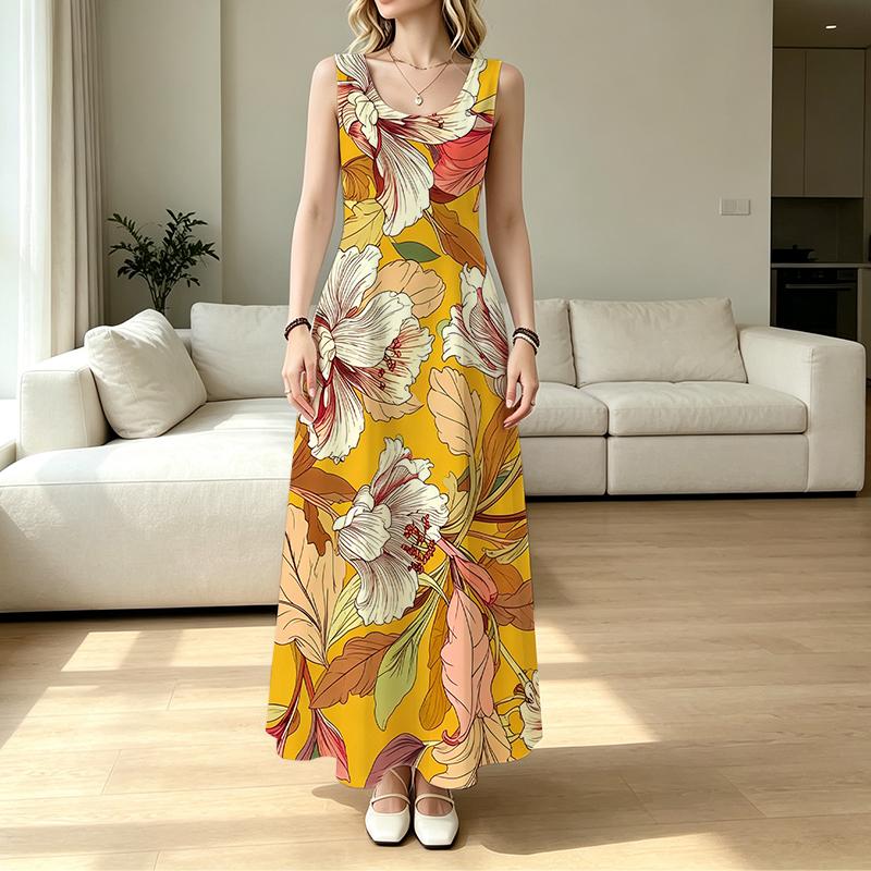 Sleeveless Maxi Dress for Women Comfortable Fabric,Bright Pattern,Versatile Style,Ideal for Daily Commute,Casual Outings & Vacation