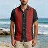 Men Short Sleeve Casual Button Down Shirt Relaxed Fit Lightweight Fabric Vertical Stripe Pattern Lapel Collar Pocket Design