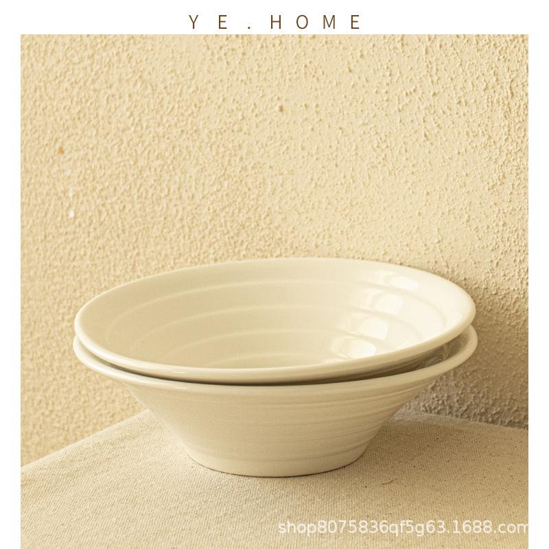 Simple Ceramic Hat Bowl High Value Solid Color Fruit Salad Bowl Household Dish Bowl Round Noodle Bowl Tableware Bowl