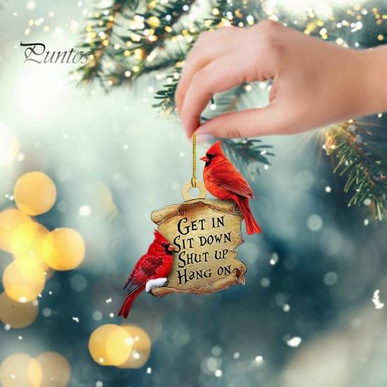 Red Priest Pendant Realistic Bird Decor Letter Print Tag Christmas Decor Colorfast Hanging Car Window Pendant Holiday Valentines Day Gift