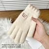 Plush Warm Full Finger Gloves Bow Embroidered Winter Knitted Gloves  Cold Weather Activities