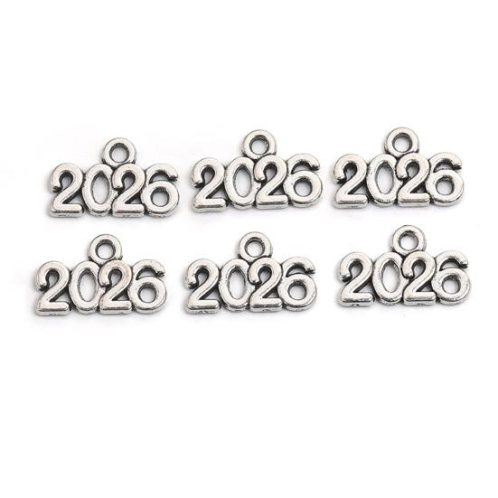 Yousheng 50Pcs 2026 Alloy Charm Vintage Number Decoration Charm Accessories DIY Keychain Jewelry Earring Bracelet Necklace Pendant