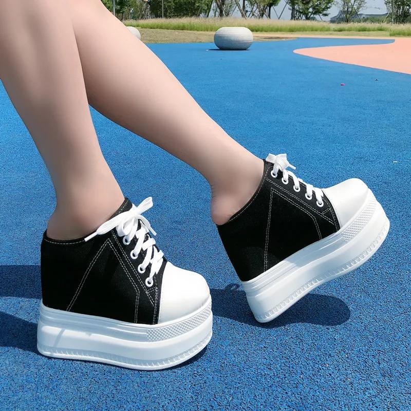 Fashion Women's slippers Thick-soled sponge cake summer wear fashion 2024 new wedge heel flip flops, high heel inside high slippers 13CM