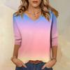 Women's Fashion Casual Three-quarter Sleeve Gradient Printed Round Neck Top