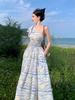 Thailand Travel Photo Slanted Shoulder Dress Niche Design Temperament Waist Skirt Sanya Vacation Beach Dress
