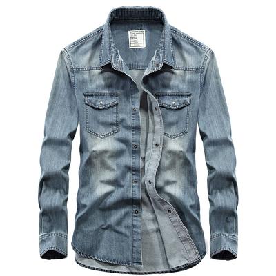 Spring And Autumn New Denim Shirt Men's Casual Long Sleeve Shirt Loose Men's Large Top