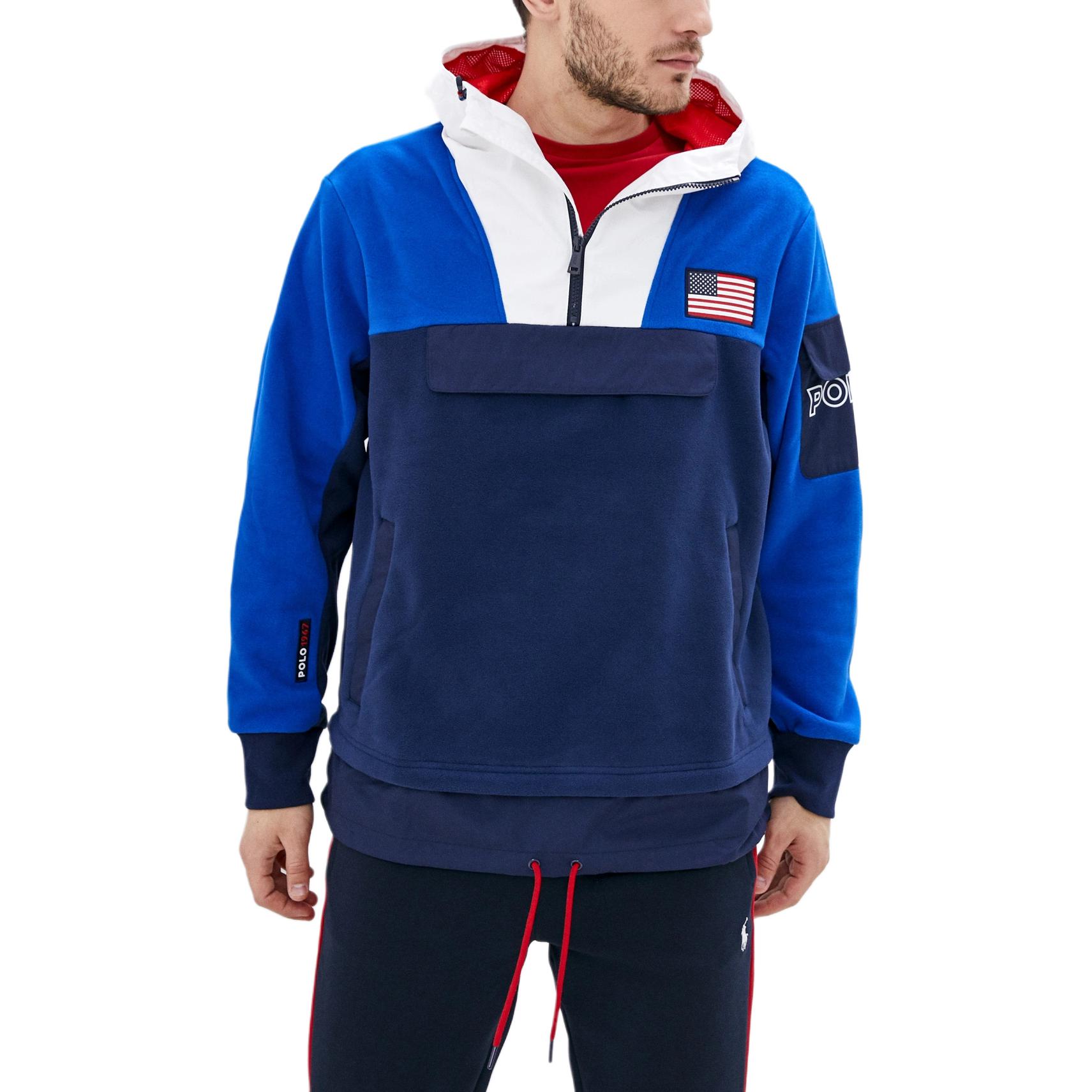 

Polo Ralph Lauren ветровка с молнией до середины и капюшоном, с длинным рукавом, мужская толстовка 710780344-001 M