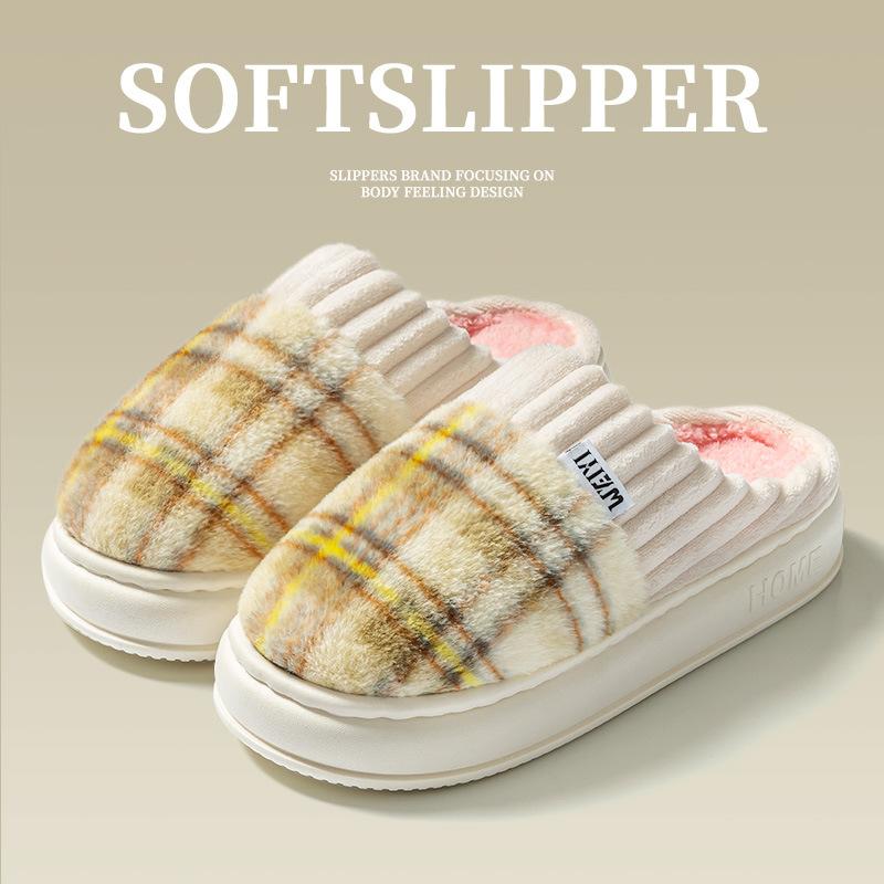 New Autumn and Winter Cotton Slippers Home Thick Bottom Warm Non-slip Deodorant Outer Wear Velvet Confinement Slippers
