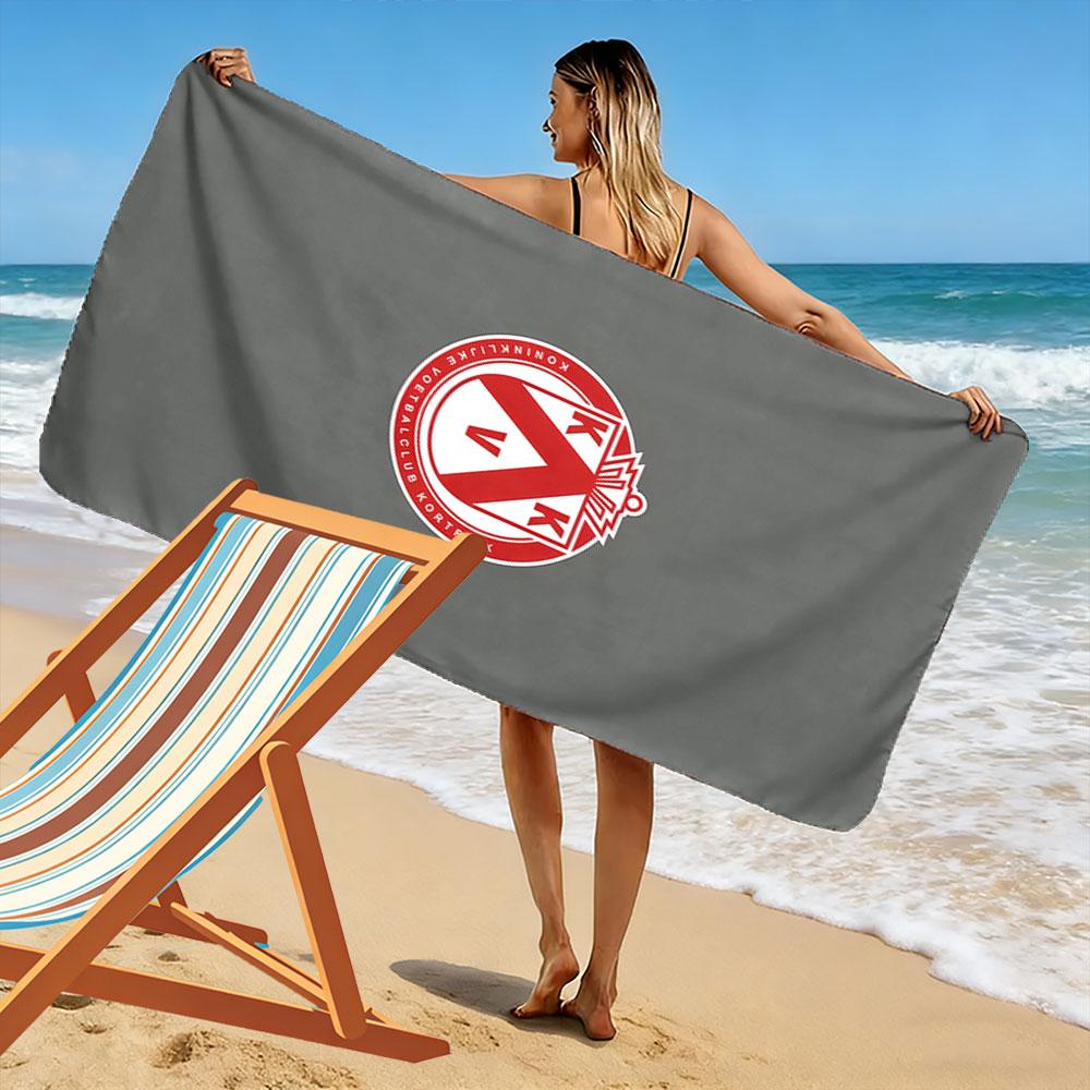 "Red Shield KK Logo with Crown Design" Patterned beach towel quick dry perfect for travel outdoor sports jogging the beach and swimming