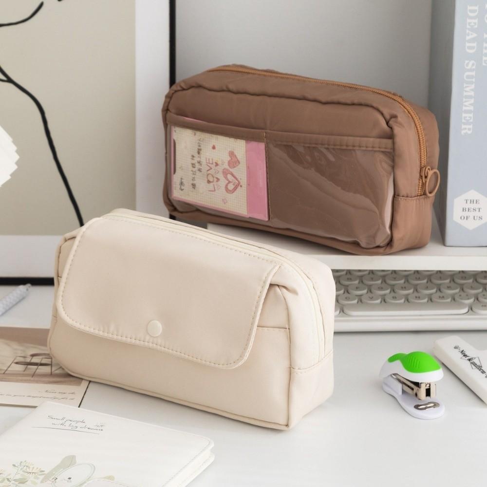 

Large Capacity Pencil Case Oxford Stationary Storage Bag New Pencil Bag коричневий