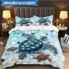 3PCS Ocean Love Turtles Bedding Set,Including 1pc Duvet Cover And 2pcs Pillowcases Perfect for Bedroom, Dormitory, Fan Christmas Gift