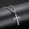 Golden Zircon Cross Pendant Jesus God Bless Stainless Steel Rock Men's Necklace Jewelry