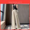 Womens Casual Wide Leg Pants With White Strap Design For Summer Comfort