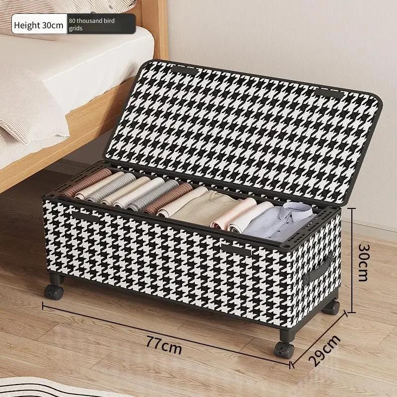 Non-Woven Multifunctional Clothes Storage Box With Wheels Movable Underbed Organizer Rolling Chest of Drawers for Clothing Goods
