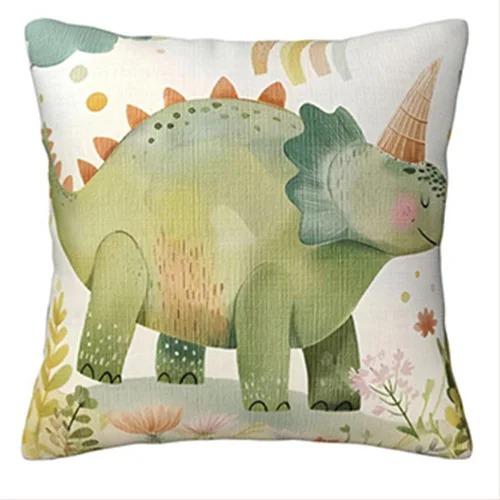 Cute Cartoon Dinosaur Pillowcase 2D Flat Printed Peach Skin Cushion Cover Kawaii Dino Throw Pillow Case for Room Nursery Decor