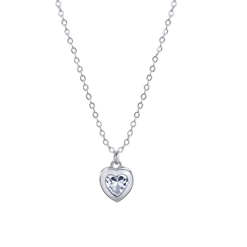 Silver Creative CZ Heart Pendant Necklace for Women Exquisite Temperament collar Necklaces Party Jewelry Gifts