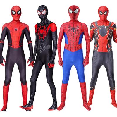 Disfraces Infantiles Superhéroe Miles Spider-Man Cosplay Mono Body Zentai Lanzador Disfraces de Halloween para Niños Adulto