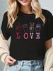 2026 Valentine's Day Women's T-shirt Short Sleeve LOVE Letter Print Crew Neck Casual Daily Holiday Vibe Top for Summer Spring
