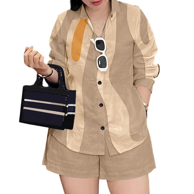 

ZANZEA Женская блузка с длинным рукавом в полоску и шорты Летние костюмы-двойки 5XL