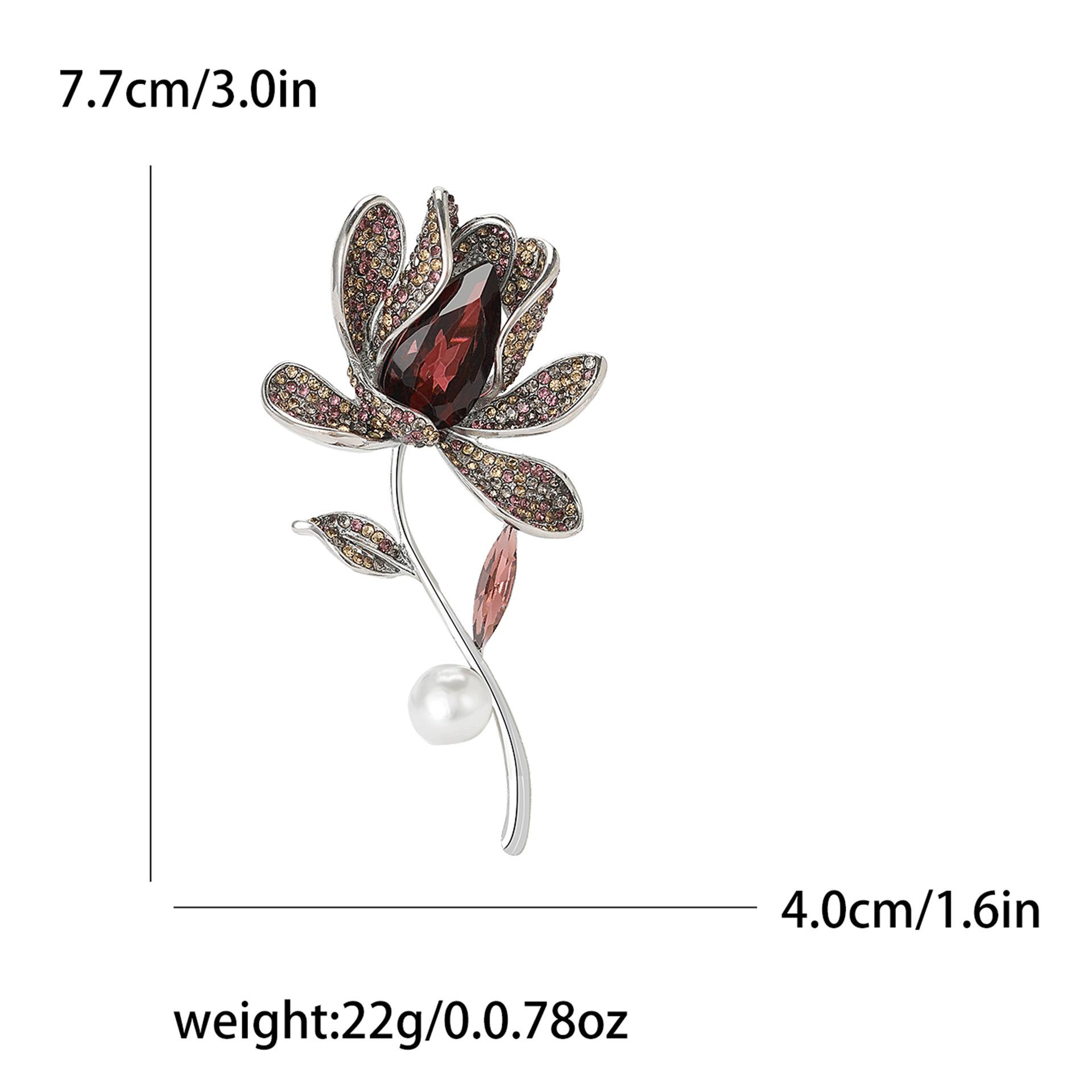 

Брошь в виде орхидеи из сплава со стразами и жемчугом Hollow Valley Light Luxury Retro Женская одежда Брошь-украшение