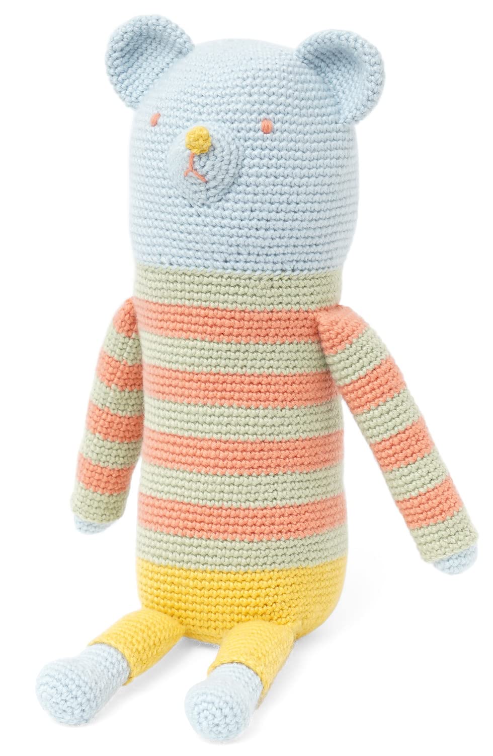 

Набор для вязания из необработанной шерсти Амигуруми №4-8 Медведь в полосатой одежде синий