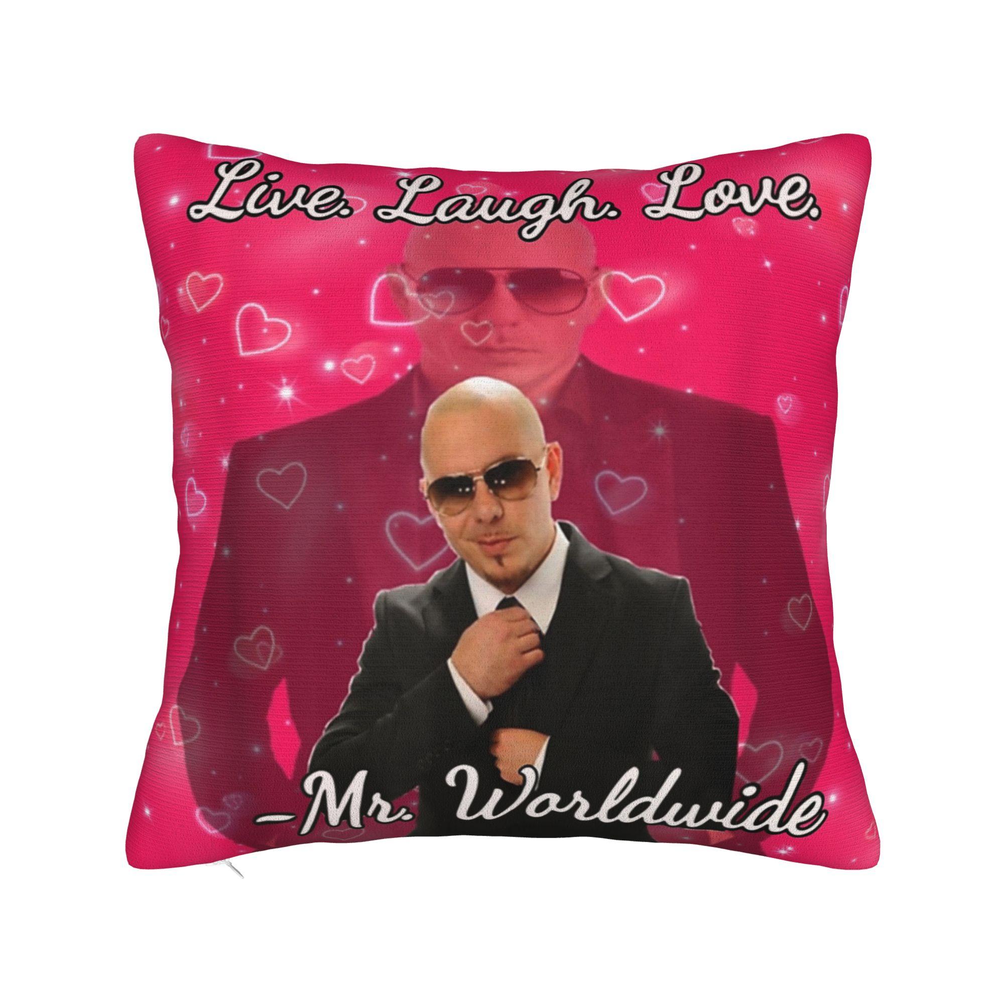 

Mr.Worldwide Pitbull Square Pillow Cases Cushion Cover Creative Polyester Decor Throw Pillow Case Cover for Home 18 x18 12x12Inch