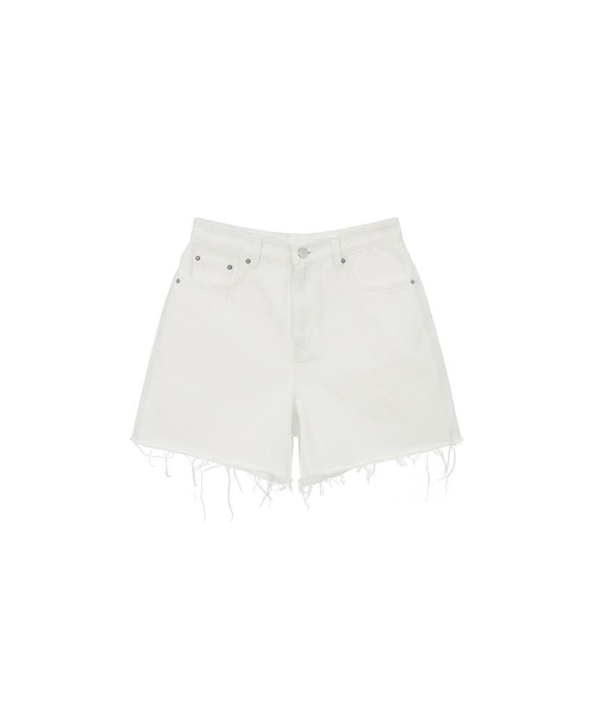 RENEJ Washed Denim Shorts - Ivory