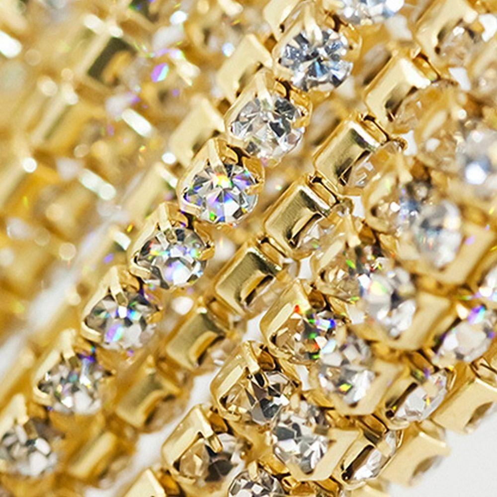 Glitter AB Dense Rhinestone Chain Gold Sliver Tassel Rhinestone Chains  Home Decor