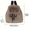 1pc Elegant Women'S Faux Fur Backpack - Adjustable Strap, Drawstring Closure, Multi-Pocket Design,Perfect for Travel & Casual Use