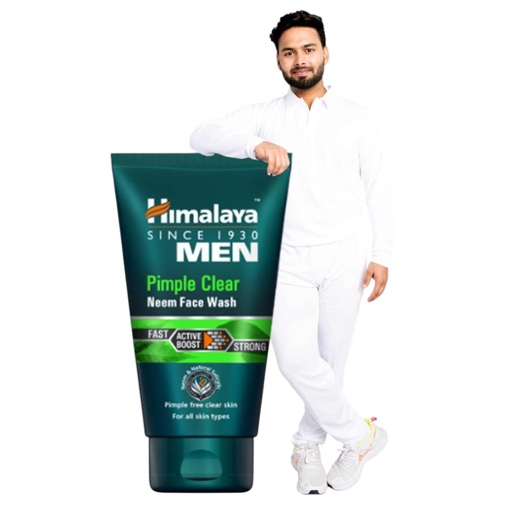 Himalaya Men Pimple Clear Neem Face Wash 50ml Soap Free Acne Control Cleanser for Men’s Skin