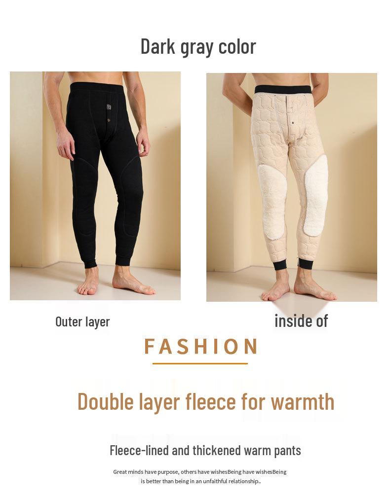 Men's High Waist Extra Thick Thermal Wool Pants with Fleece Lining for Winter