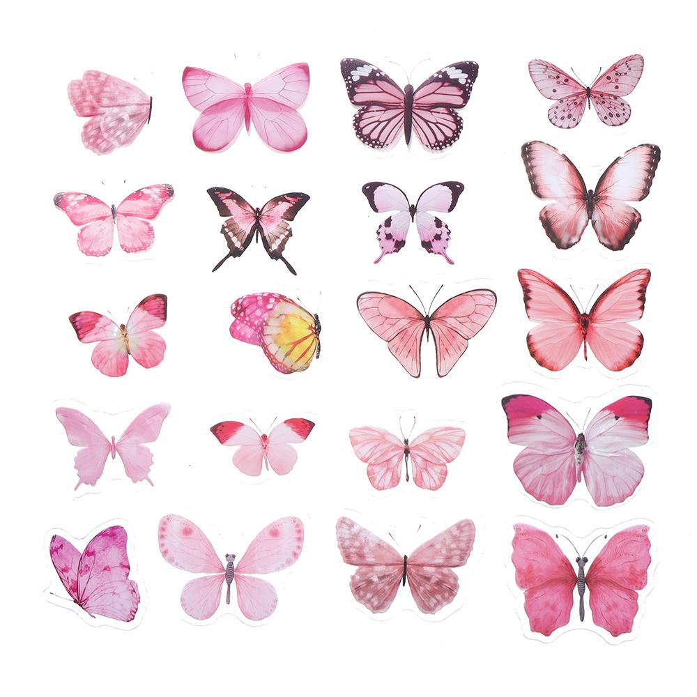 40Pcs/Bag Colorful Butterfly Stickers PET Transparent Decorative Epoxy Resin Fillings for DIY Epoxy Resin Crafts Book Decor