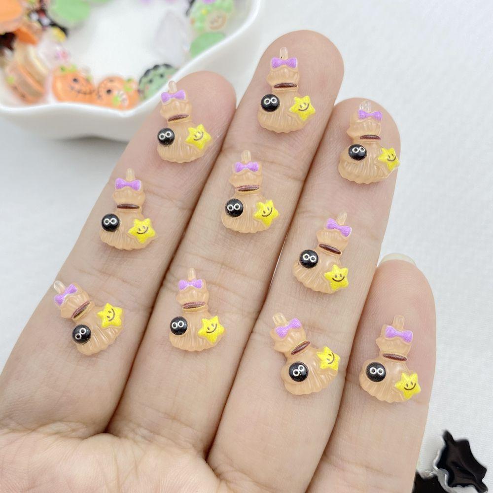 50Pcs New Cute Resin Small Halloween Collection Flat Back Ornament Jewelry Making Manicure Hairwear Accessories