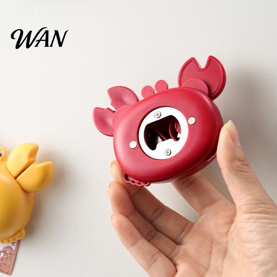 Cute Kitchen Tool 3 in 1 Bottle Opener Crab Shape Magnetic Suction Mini Box with Scissors And Cutter Include Compact Portable Strong