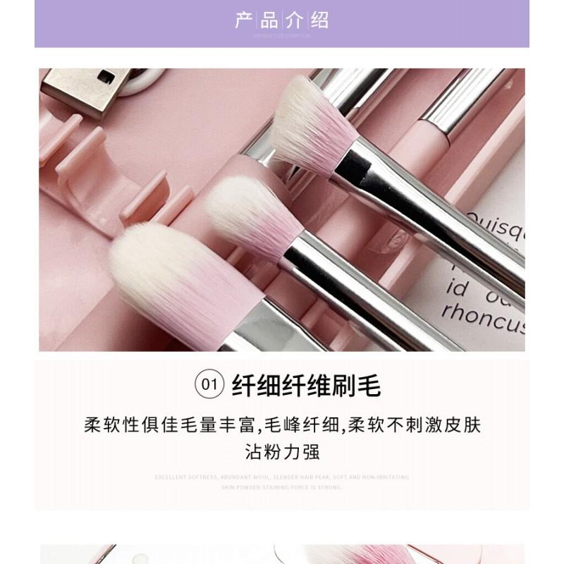 5 Pcs Makeup Brush Set With Mirror Portable Complete Cosmetic Brushes Daily Beauty Touch Ups