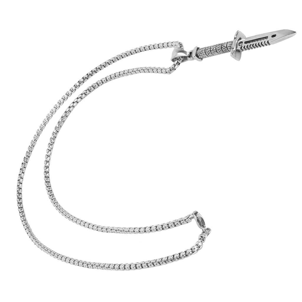 Men Knife Pendant Necklace Fashionable Male Jewelry Necklace Gift Clothes AccessorySteel Color