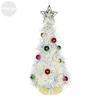Metallic Tinsel Christmas Tree Light-up Foil Fringe Christmas Tree with Ball Ornaments for Holiday Home Office Tabletop Decoration