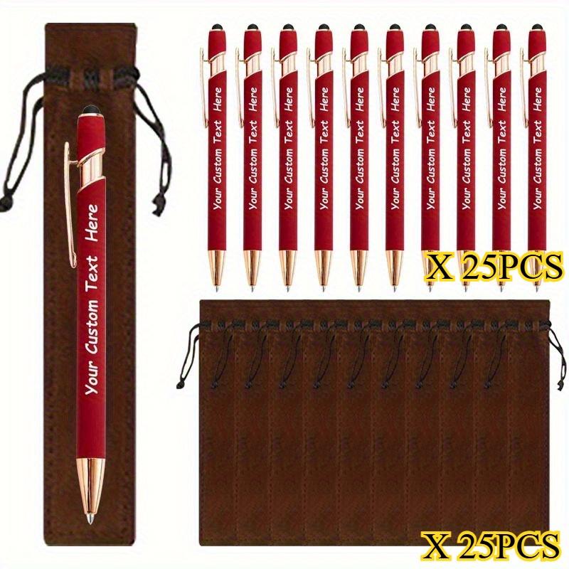 25Sets Customizable Ballpoint Pens Luxury Soft Touch round Writing Tools with Brown Cases - Includes 25 Pens And 25 Brown Bags