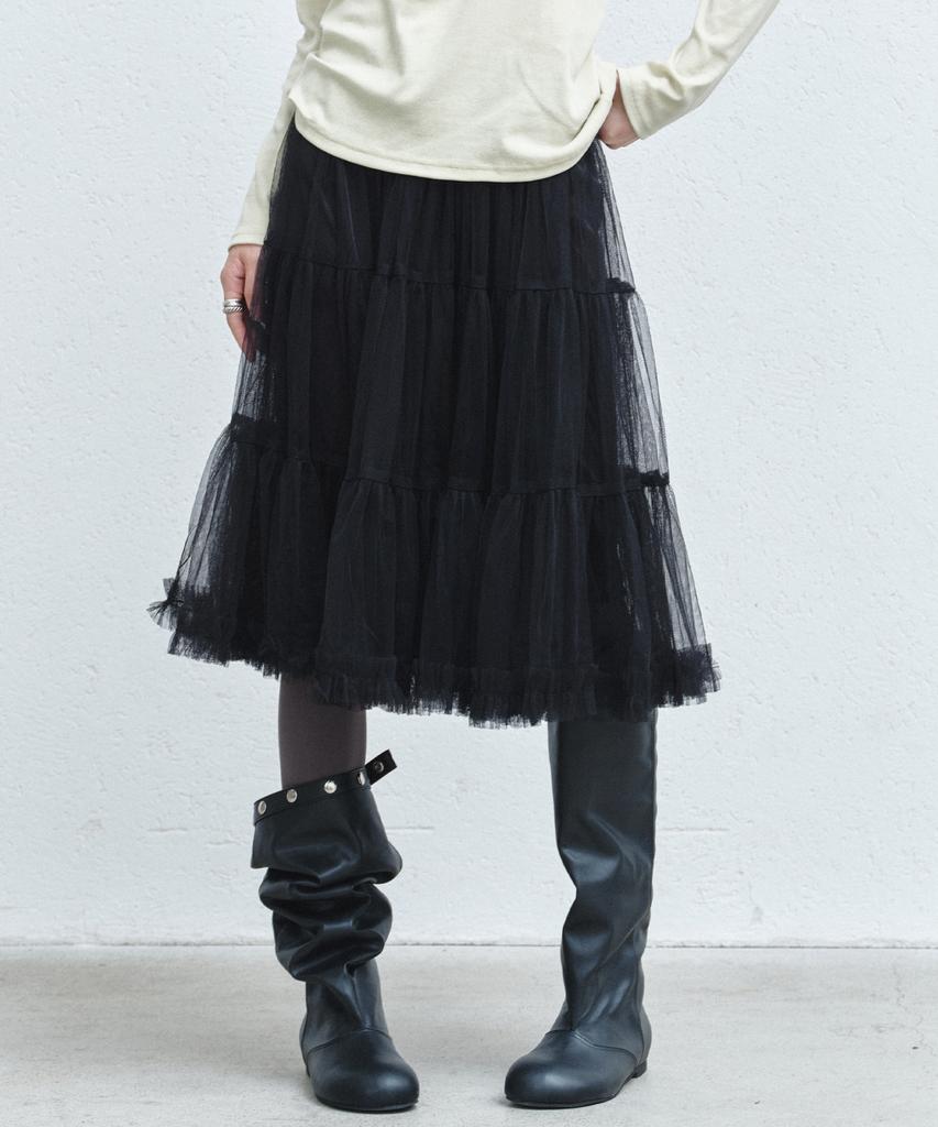 Nigaennikol Tulle Volume Skirt_Black