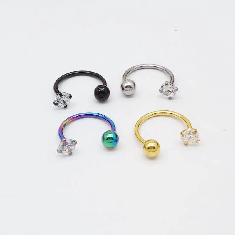 1 Stück Edelstahl Mode Kristall CZ Creolen Damen Tragus Knorpel Helix Stecker Ohrringe Conch Rook Daith Lappen Piercing Schmuck